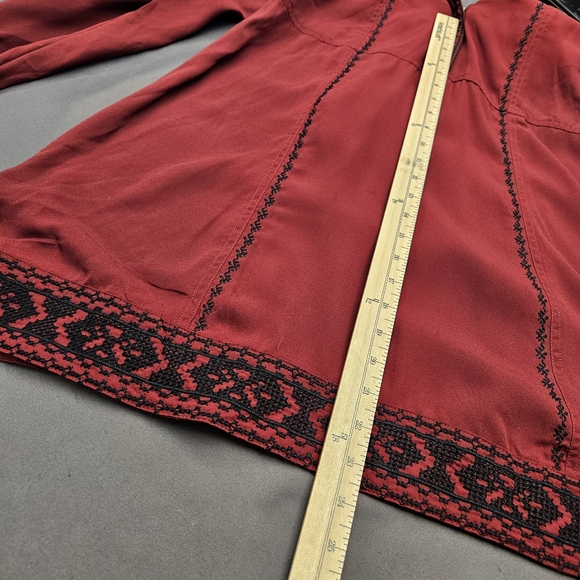 Stetson Western Shirt Womens Long Sleeve V-neck Blouse Red Wine 11-57-565-1024wi - Picture 7 of 9